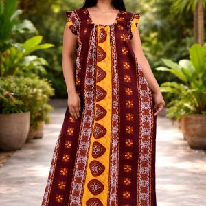 Maroon Square Neck Pleated Sleeve
