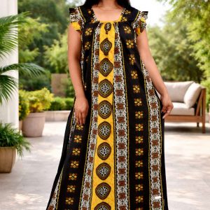 Green Square Neck Pleated Sleeve