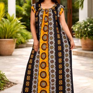 Navy Blue Square Neck Pleated Sleeve