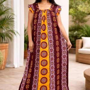 Maroon Square Neck Pleated Sleeve