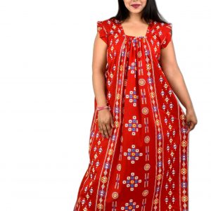 Red Square Neck Pleated Sleeve