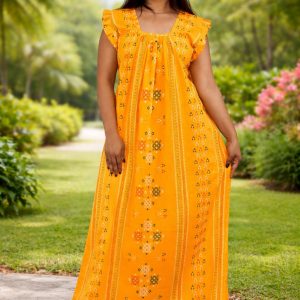 Yellow  Square Neck Pleated Sleeve
