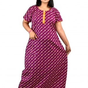 Purple Round Neck Front Button with pocket Allan Maxi Nighty