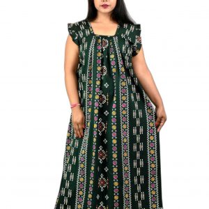 Green Square Neck Pleated Sleeve