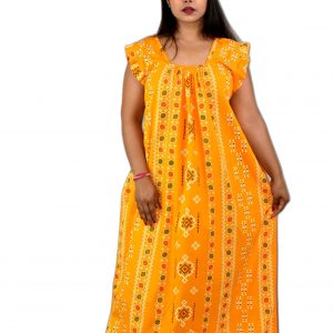Yellow Square Neck Pleated Sleeve