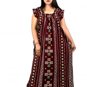 Maroon Square Neck Pleated Sleeve