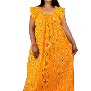 Yellow Square Neck Pleated Sleeve