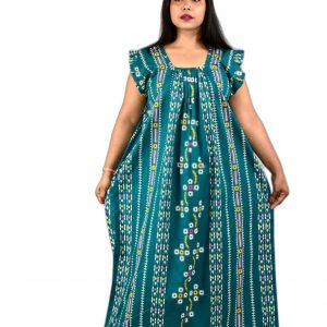 Sea Green Square Neck Pleated Sleeve