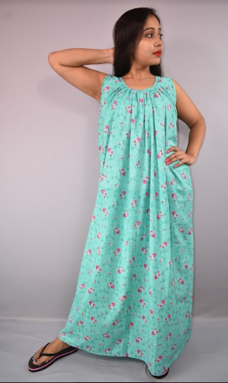 BDROX Cotton Light Blue Maxi Nighty#BFCNLBLF000000725#meesho BFCNPLF0000000711