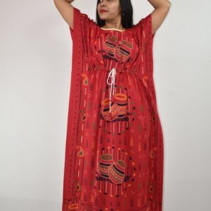 BDROX Gujri Kaftan Nighty in Red