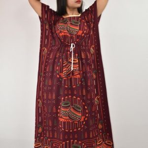 BDROX Gujri Kaftan Nighty in Maroon