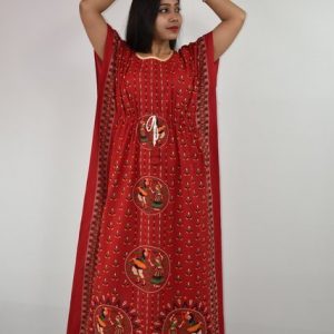 BDROX Gujri Kaftan Nighty in Red