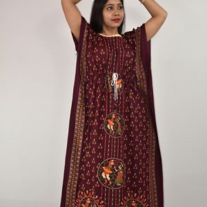 BDROX Gujri Kaftan Nighty in Maroon