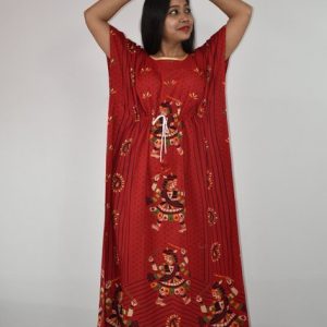 BDROX Gujri Kaftan Nighty in Red