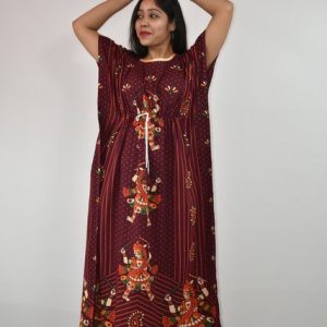 BDROX Gujri Kaftan Nighty in Maroon