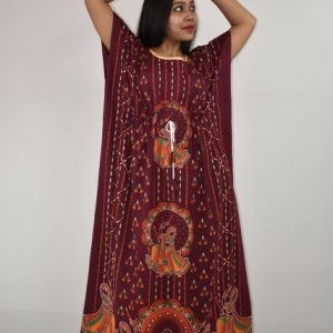 BDROX Gujri Kaftan Nighty in Maroon