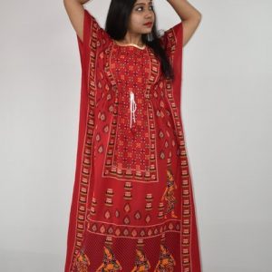 BDROX Gujri Kaftan Nighty in Red