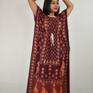 BDROX Gujri Kaftan Nighty in Maroon