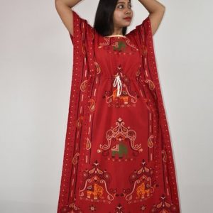 BDROX Gujri Kaftan Nighty in Red