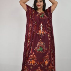 BDROX Gujri Kaftan Nighty in Maroon