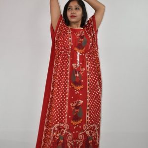 BDROX Gujri Kaftan Nighty in Red