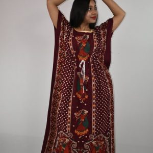 BDROX Gujri Kaftan Nighty in Maroon