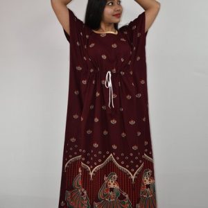 BDROX Gujri Kaftan Nighty in Maroon