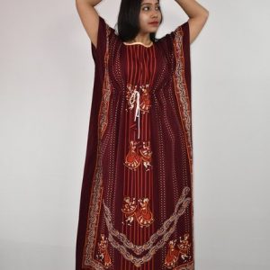 BDROX Gujri Kaftan Nighty in Maroon