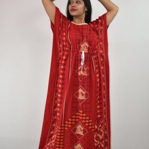 BDROX Gujri Kaftan Nighty in Red