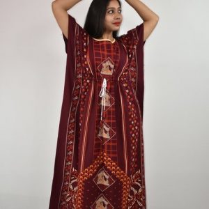 BDROX Gujri Kaftan Nighty in Maroon