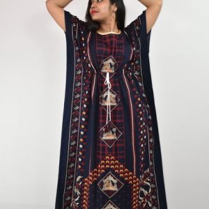 BDROX Gujri Kaftan Nighty in Blue