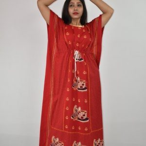 BDROX Gujri Kaftan Nighty in Red