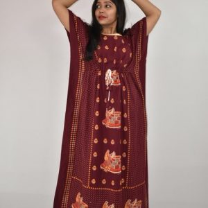 BDROX Gujri Kaftan Nighty in Maroon
