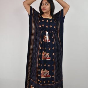 BDROX Gujri Kaftan Nighty in Blue