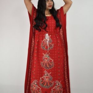 BDROX Gujri Kaftan Nighty in Red