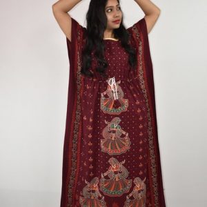 BDROX Gujri Kaftan Nighty in Maroon