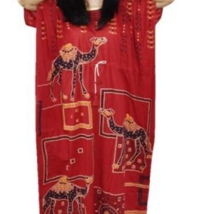 BDROX Gujri Camel  Printed Red Kaftan Nighty_Meesho#YDM_EHkA