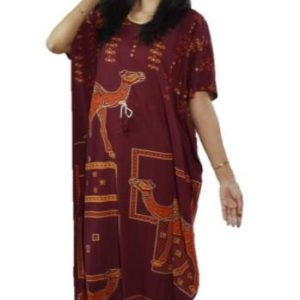 BDROX Gujri Camel  Printed Maroon Kaftan Nighty_Meesho#rrekhrkY-Amazon-BDROX54GKWM_M