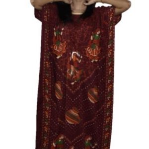 BDROX Gujri Big Matka  Printed Maroon Kaftan Nighty_Meesho#BFGNMF000000009