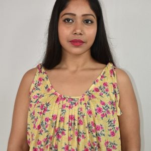 Cotton Biscute Ribbon Nighty