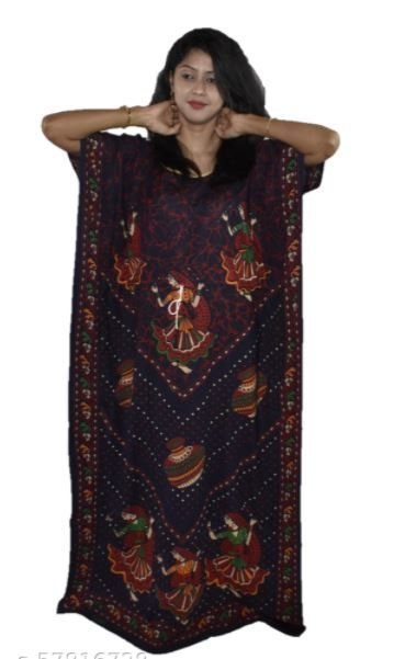 BDROX Gujri Big Matka Printed Blue Kaftan Nighty_Meesho#-bLL8KCh_Amazon#BDROX54GKWM_B