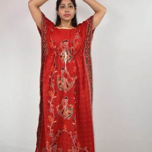 Gujri Kaftan Nighty Red
