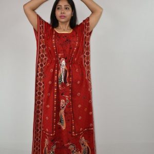 Gujri Kaftan Nighty Red