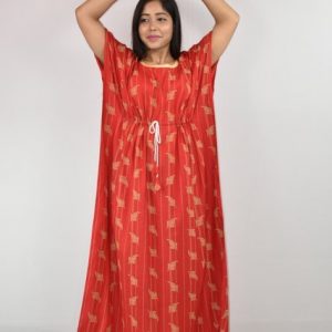 BDROX Cotton Red Kaftan Nighty
