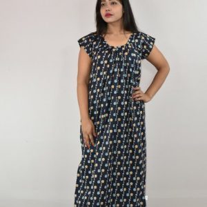 Dark Blue Cotton Maxi Nighty#BFCNDBLF000000997_FCNGRF0000001028