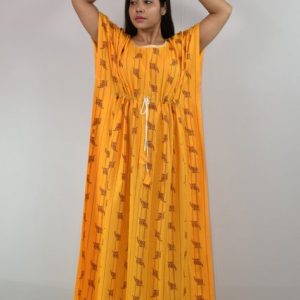 BDROX Cotton Yellow Kaftan Nighty