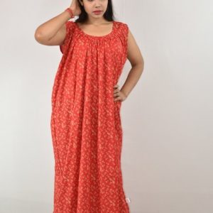 Maroon Cotton Maxi Nighty