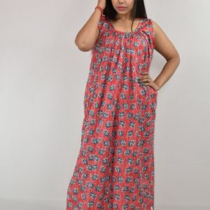 Red Cotton Maxi Nighty
