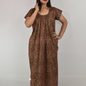 Brown Cotton Maxi Nighty