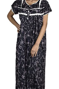 BDROX Premium Quality Designer Maxi Nighty in Black Base colour with Pink Print shopsy#BFCNBKMF000000162